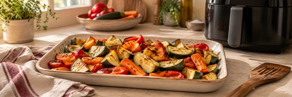 Geroosterde paprika, courgette en wortel